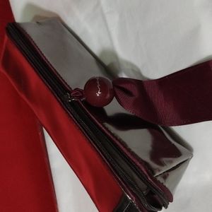 Men's burgundy gunmetal gray shaving accessory case New